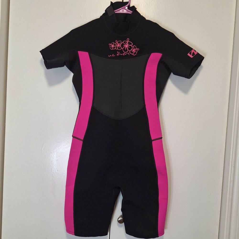 Womens U.S. Divers Black Pink Wet Suit Medium EUC